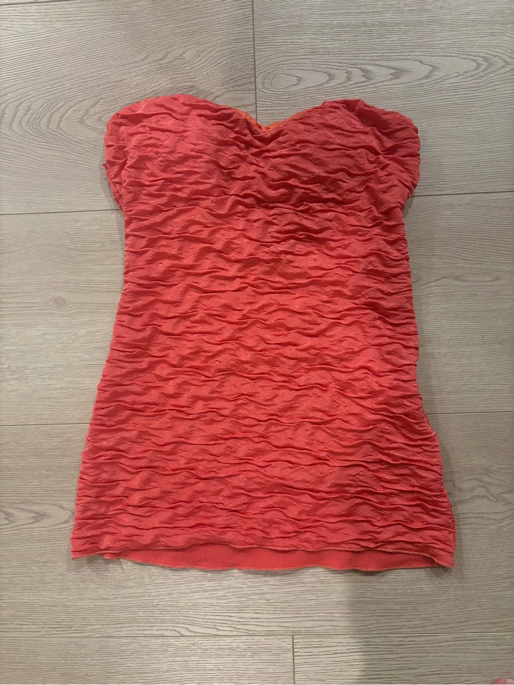 Charlotte Russe Strapless Ruched Tube Top in Coral-Red